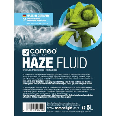 Cameo HAZE FLUID 5 L Haze Fluid for Fine Fog Density and Long Standing Time, 5 L Oil-Free